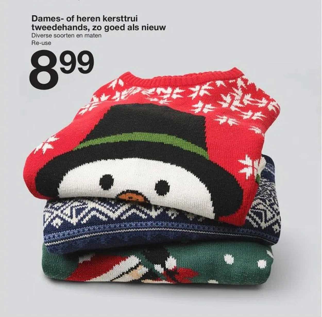 Dames- of heren kersttrui tweedehands, zo goed als nieuw