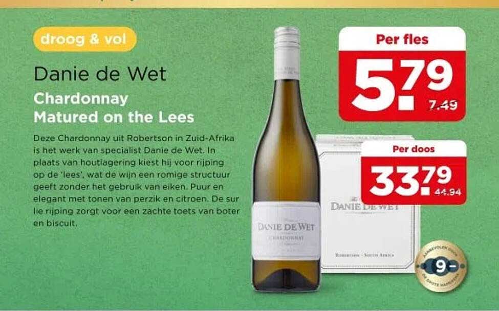 Danie de Wet Chardonnay Matured on the Lees