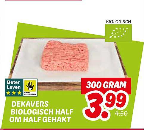DEKAVERS BIOLOGISCH HALF OM HALF GEHAKT 300 GRAM