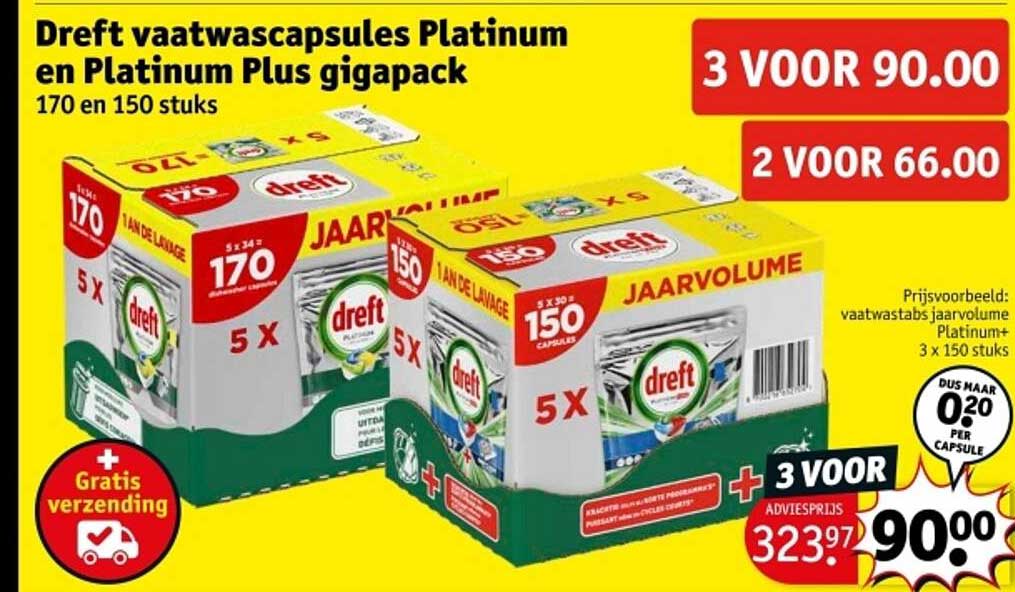 Dreft vaatwascapsules Platinum en Platinum Plus gigapack