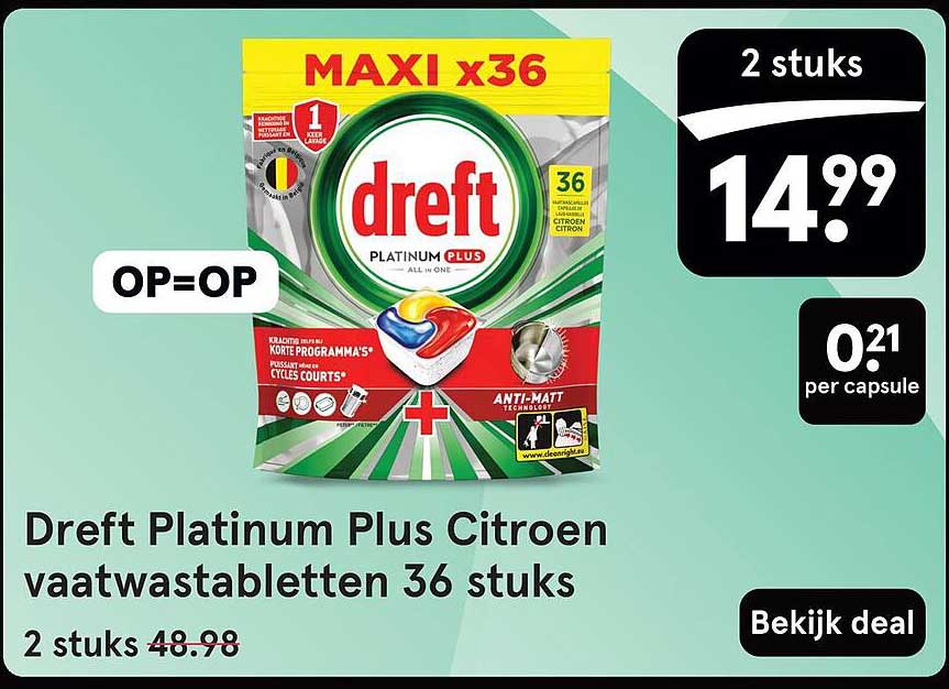Drewt Platinum Plus Citroen vaatwastabletten 36 stuks