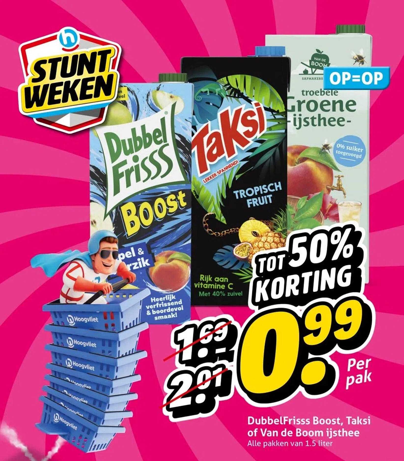 DubbelFrisss Boost, Taksi of Van de Boom ijsthee 1,5 liter