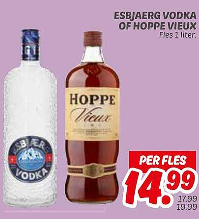 ESBJÆRG VODKA OF HOPPE VIEUX FLES 1 LITER