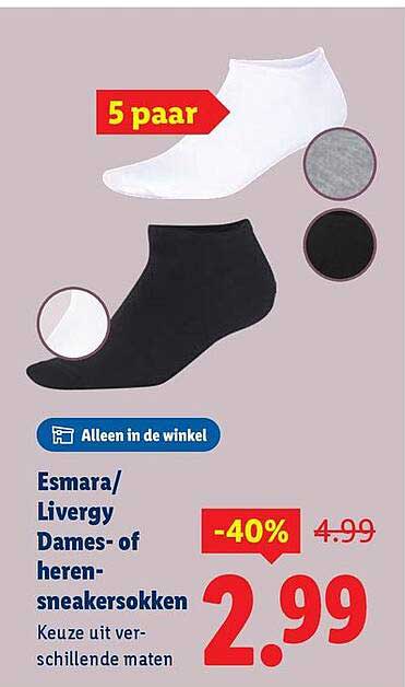 Esmara/Livergy Dames- of heren-sneakersokken