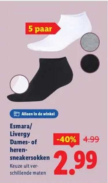 Esmara/Livergy Dames- of herensneakersokken 5 paar