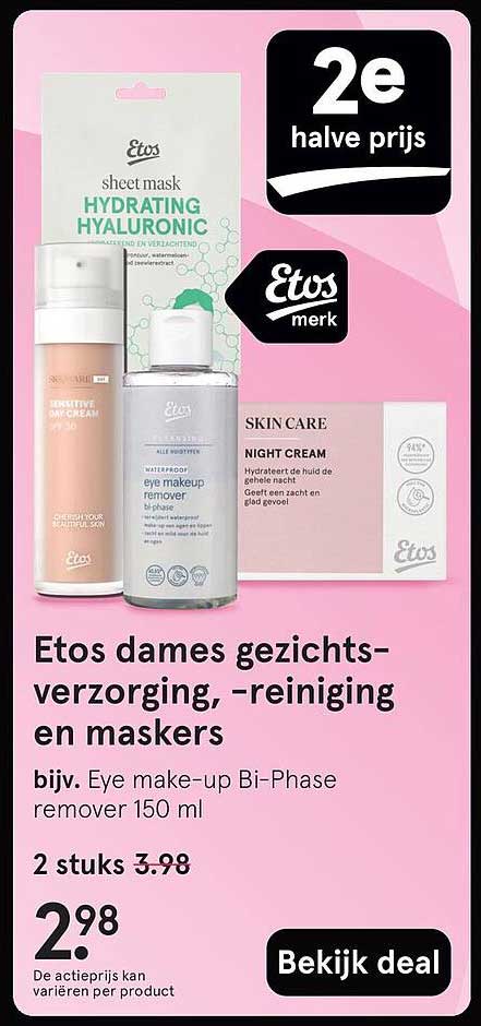 Etos dames gezichtsverzorging, -reiniging en maskers