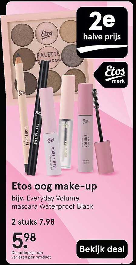 Etos oog make-up bijv. Everyday Volume mascara Waterproof Black