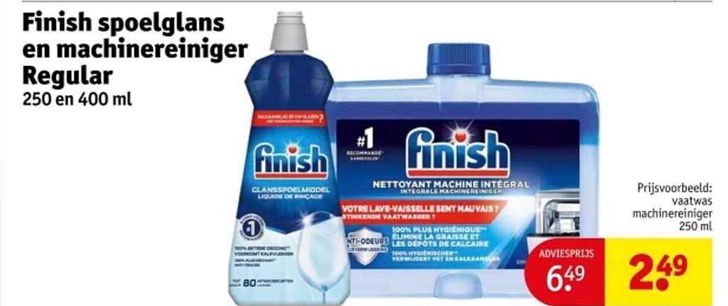 Finish spoelglans en machinereiniger Regular 250 en 400 ml