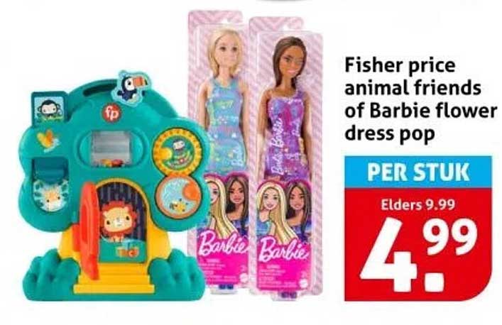 Fisher price animal friends of Barbie flower dress pop