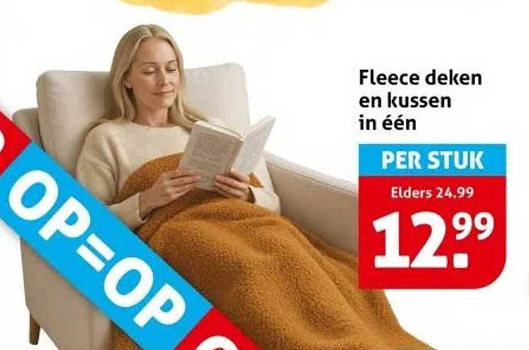 Fleece deken en kussen in één