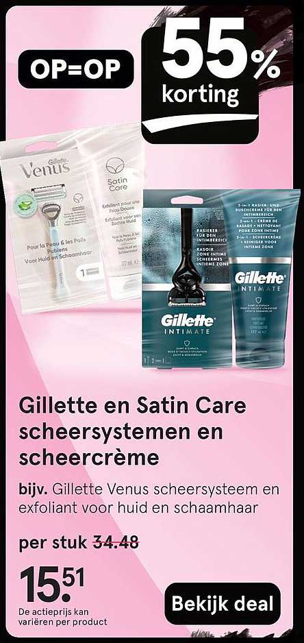 Gillette en Satin Care scheersystemen en scheercrème