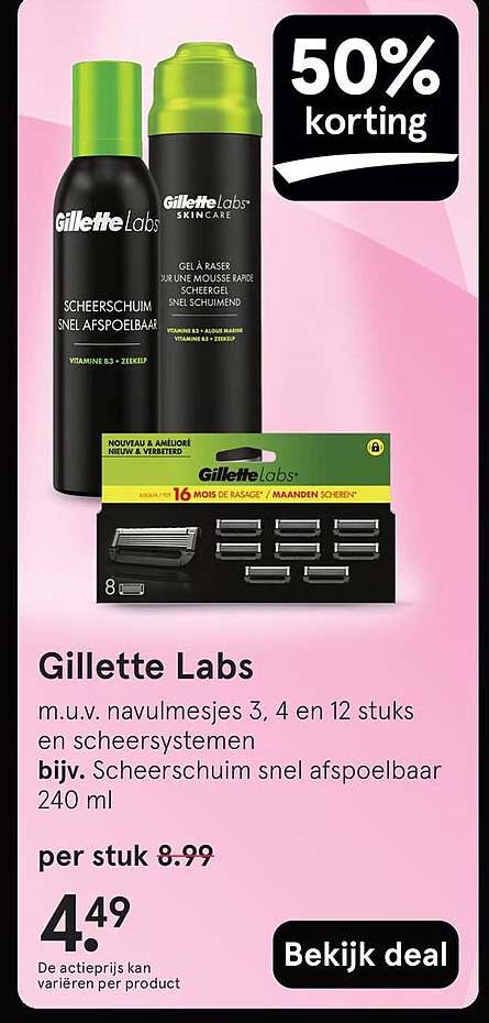 Gillette Labs m.u.v. navulmesjes 3, 4 en 12 stuks en scheersystemen bijv. Scheerschuim snel afspoelbaar 240 ml