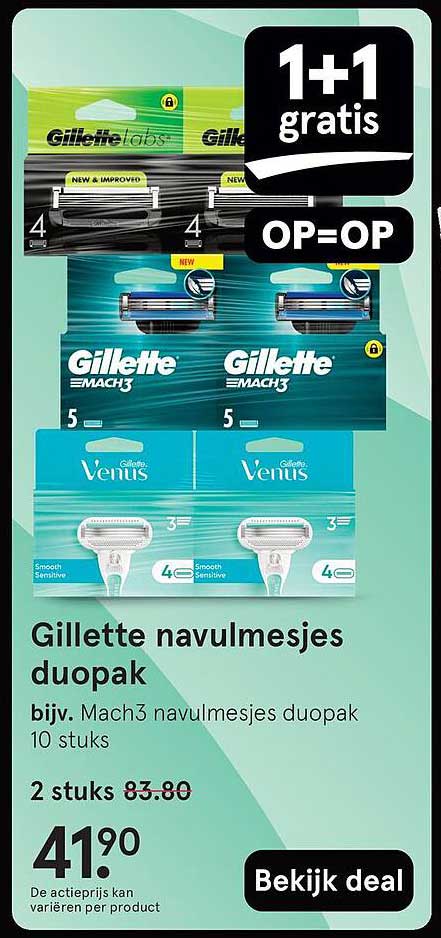 Gillette navullmesjes duopak bijv. Mach3 navullmesjes duopak 10 stuks