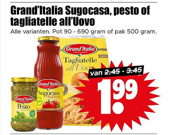 Grand'Italia Sugocasa, pesto of tagilatelle all'Uovo