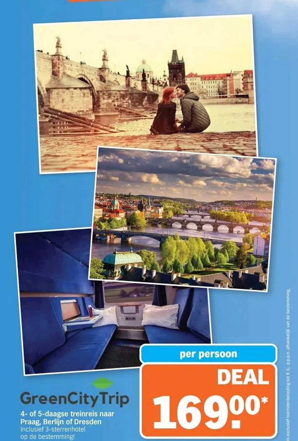 GreenCityTrip 4- of 5-daagse treinreis naar Praag, Berlijn of Dresden inclusief 3-sterrenhotel