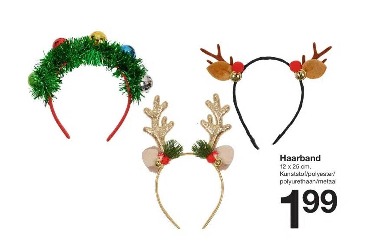 Haarband 12 x 25 cm. Kunststof/polyester/polyurethaan/metaal