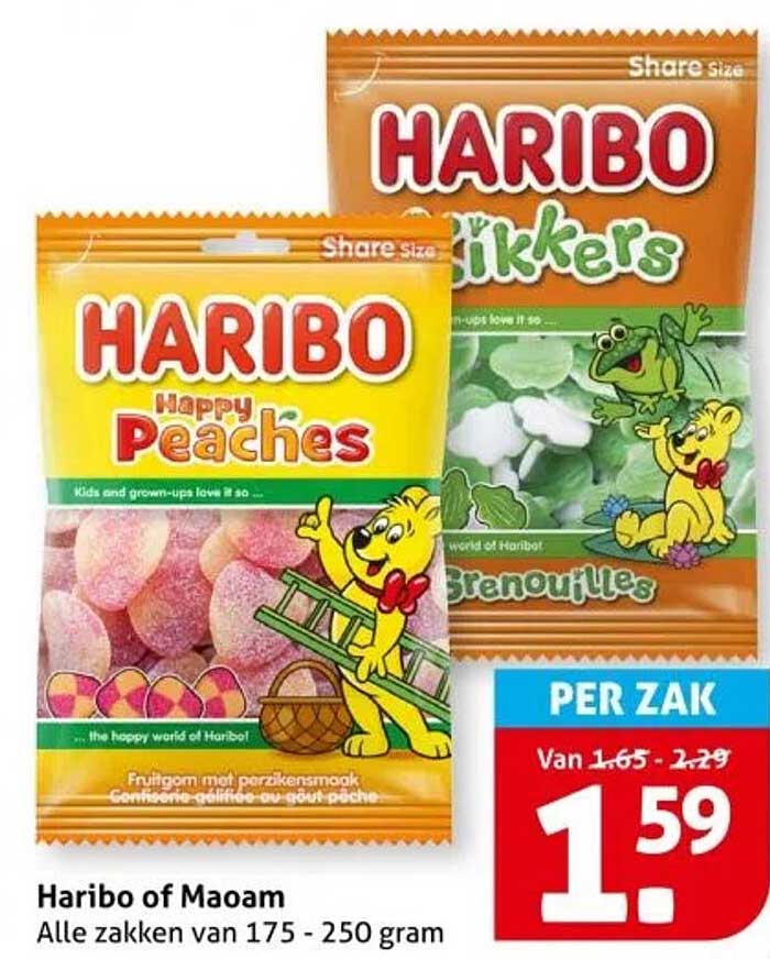 Haribo of Maoam - Alle zakken van 175 - 250 gram
