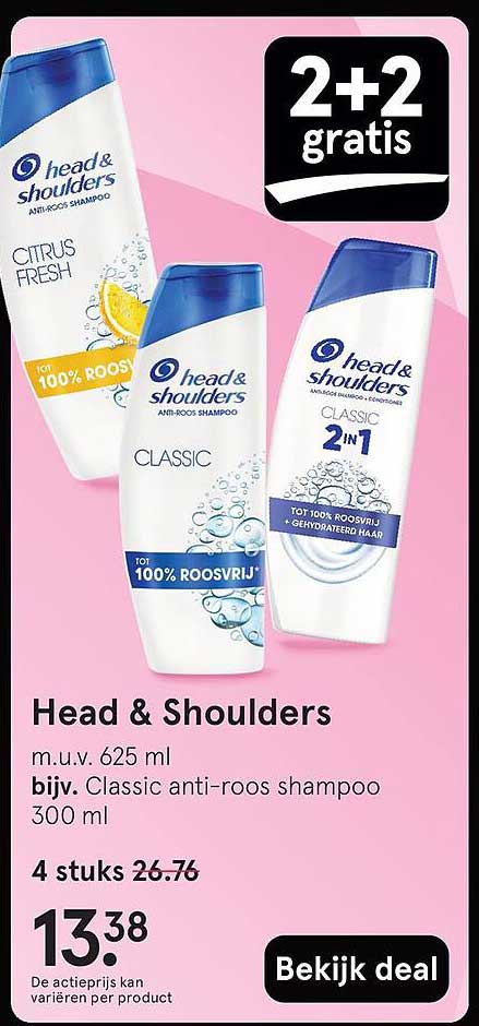 Head & Shoulders 2+2 gratis aanbieding