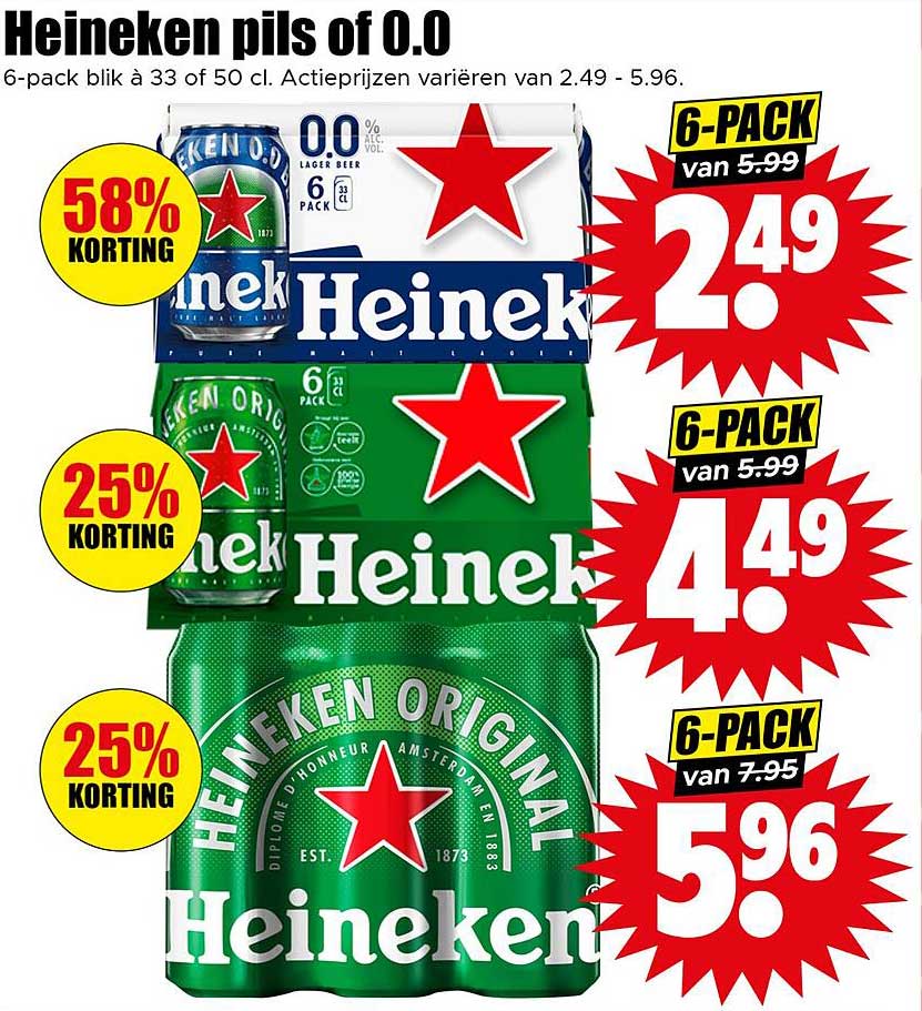 Heineken pils of 0.0 - 6-pack blikken