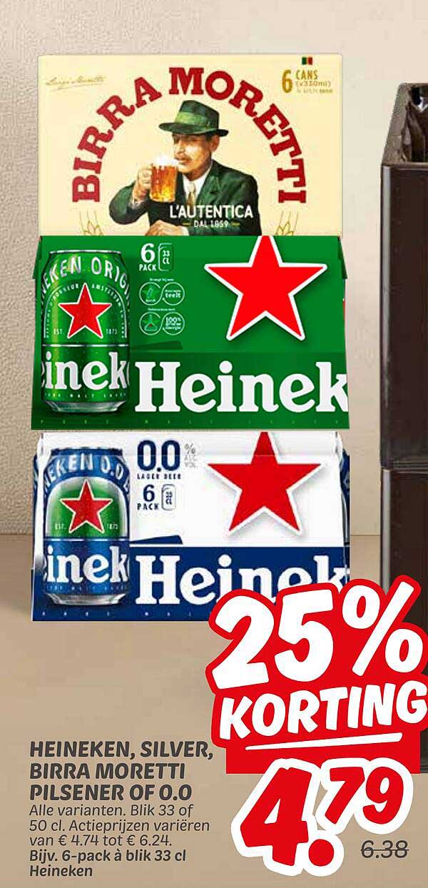 HEINEKEN, SILVER, BIRRA MORETTI PILSENER OF 0.0