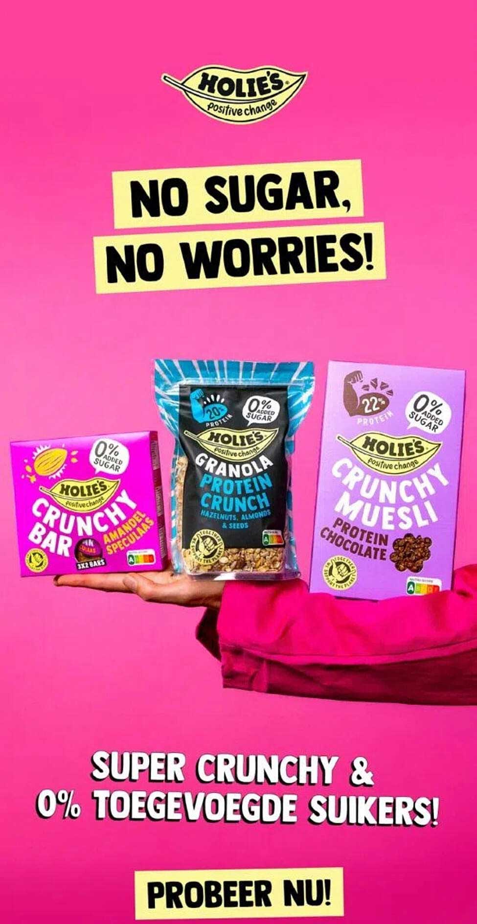 Holie's Crunchy Bar, Granola Protein Crunch en Crunchy Muesli