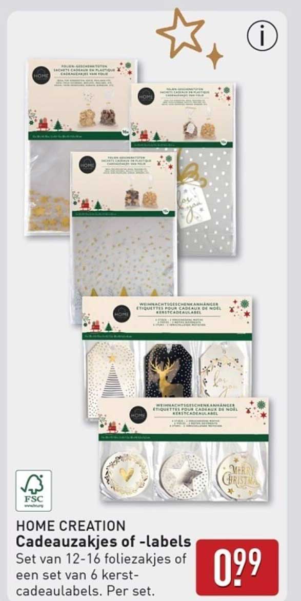 HOME CREATION Cadeauzakjes of -labels