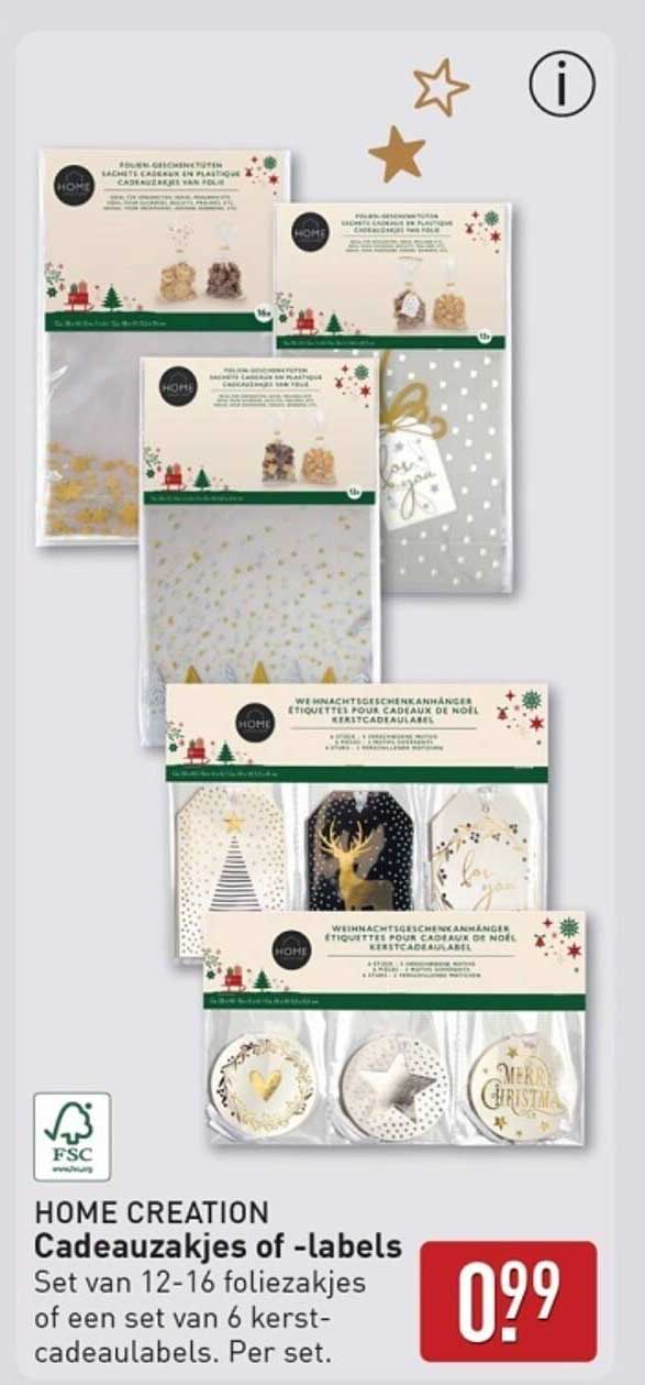 HOME CREATION Cadeauzakjes of -labels