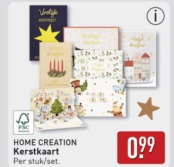 HOME CREATION Kerstkaart Per stuk/set.