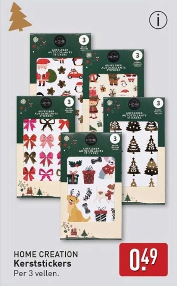 HOME CREATION Kerststickers Per 3 vellen.
