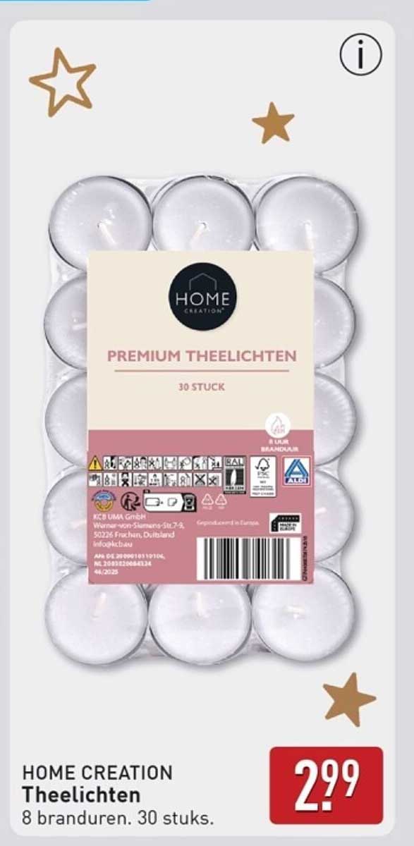 HOME CREATION Theelichten 30 stuks
