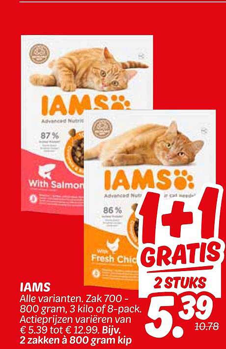 IAMs Kattenvoer 2 zakken voor €5.39