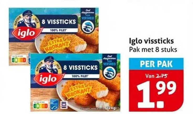 Iglo vissticks Pak met 8 stuks