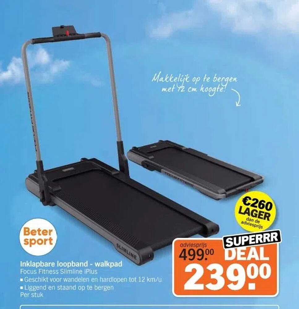 Inklapbare loopband - walkpad Focus Fitness Slimline iPlus