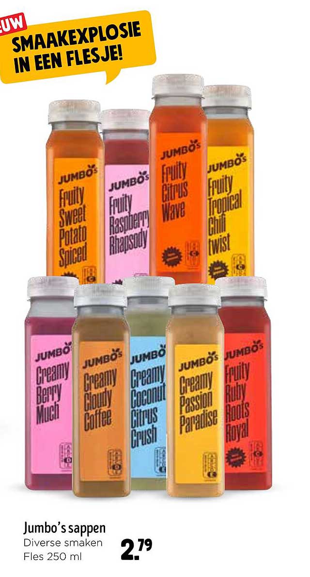 Jumbo's sappen Diverse smaken Fles 250 ml
