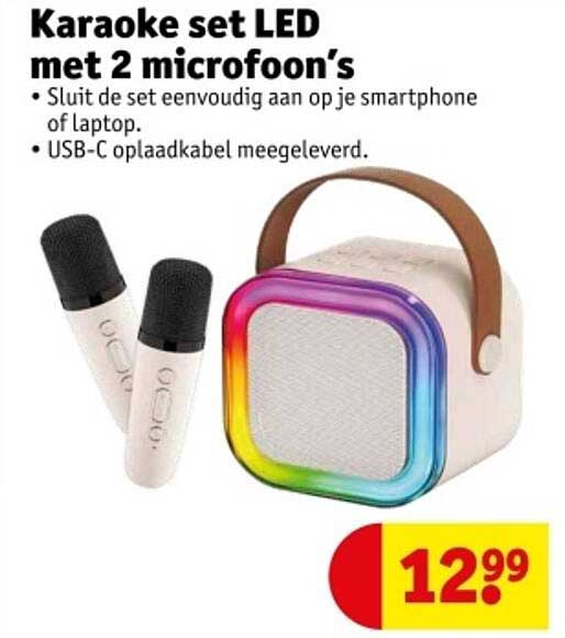 Karaoke set LED met 2 microfoon’s