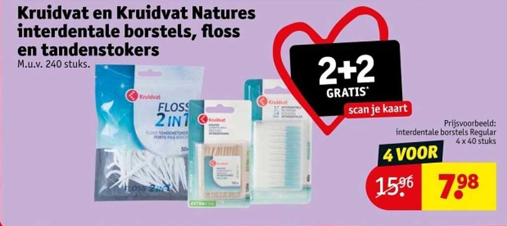 Kruidvat en Kruidvat Natures interdentrale borstels, floss en tandenstokers