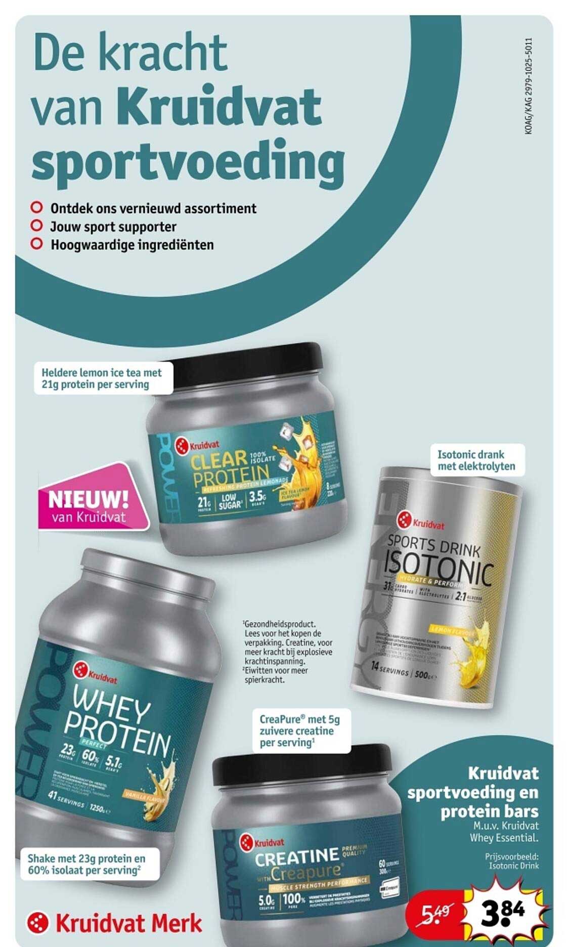 Kruidvat sportvoeding en protein bars M.u.v. Kruidvat Whey Essential.