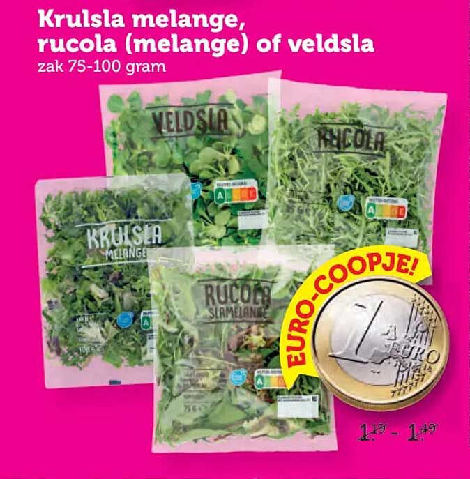Kruisla melange, rucola (melange) of veldsla zak 75-100 gram