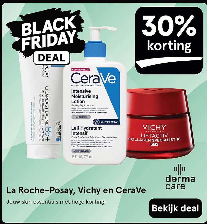 La Roche-Posay, Vichy en CeraVe - 30% korting