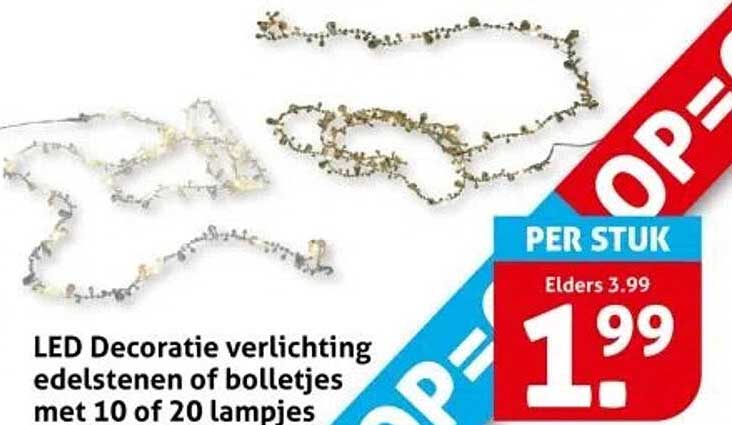 LED Decoratie verlichting edelstenen of bolletjes met 10 of 20 lampjes