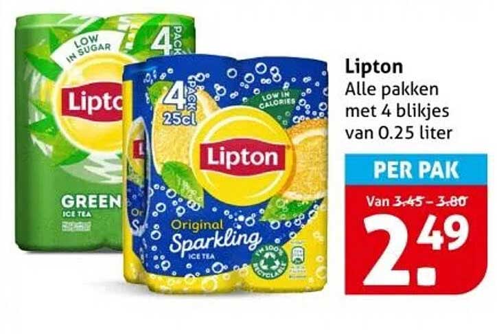 Lipton - Alle pakken met 4 blikjes van 0.25 liter