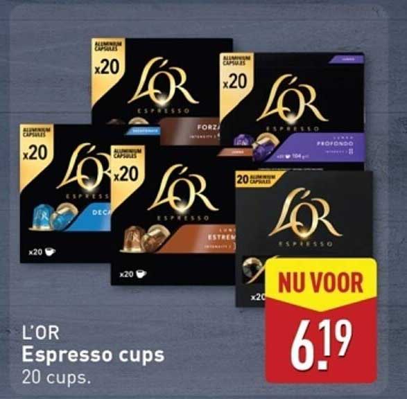 L'OR Espresso cups 20 cups.