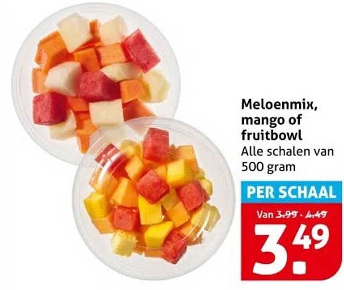 Meloenmix, mango of fruitbowl