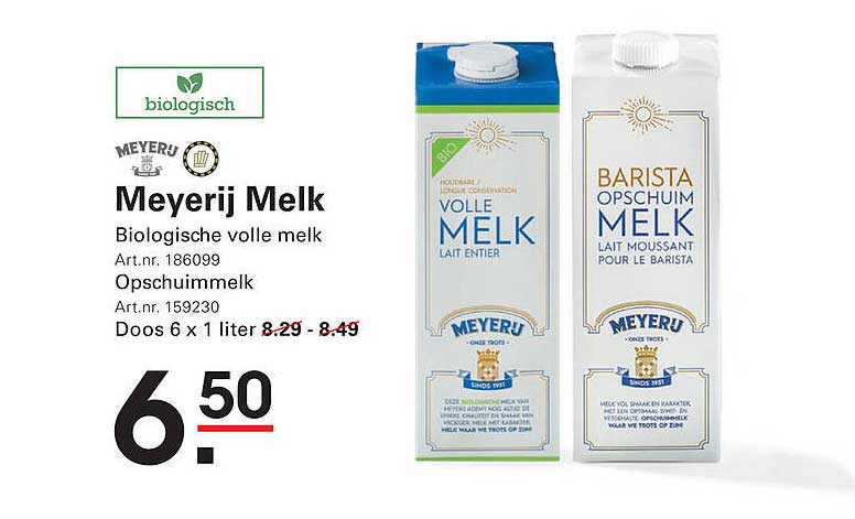 Meyerij Melk Biologische volle melk 6 x 1 liter