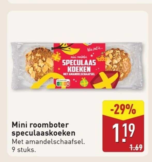 Mini roomboter speculaaskoeken met amandelschaafsel, 9 stuks.