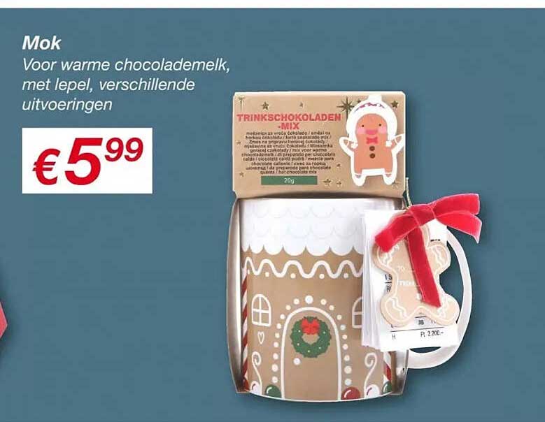 Mok Voor warme chocolademelk, met lepel, verschillende uitvoeringen