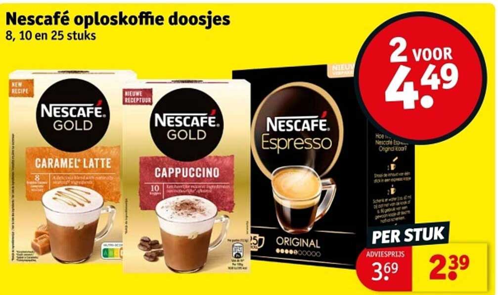 Nescafé oploskoffie doosjes 8, 10 en 25 stuks