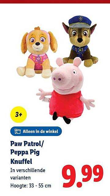 Paw Patrol/Peppa Pig Knuffel