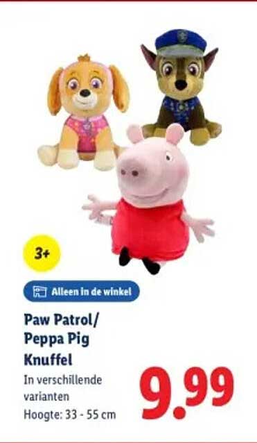 Paw Patrol/Peppa Pig Knuffel