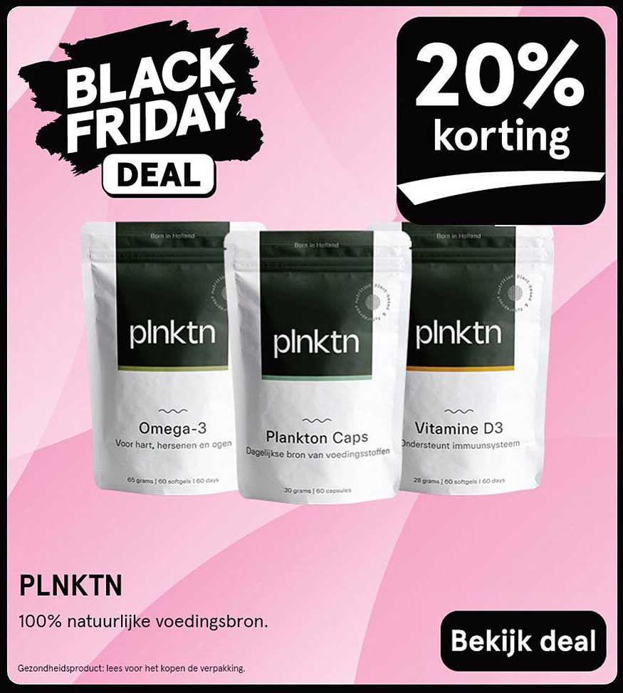 PLNKTN 20% korting op Omega-3, Plankton Caps en Vitamine D3